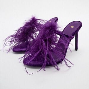 Zara Purple Feather heels sz 37